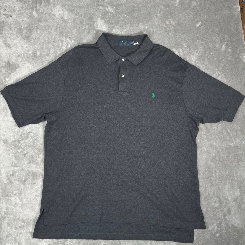 Polo Ralph Lauren Polo Shirt Men's 2XB Short‎ Sleeve Gray Green Pony Big Tall